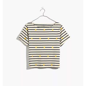 Madewell Embroidered Sun Boxy Top in Stripe, Sz M